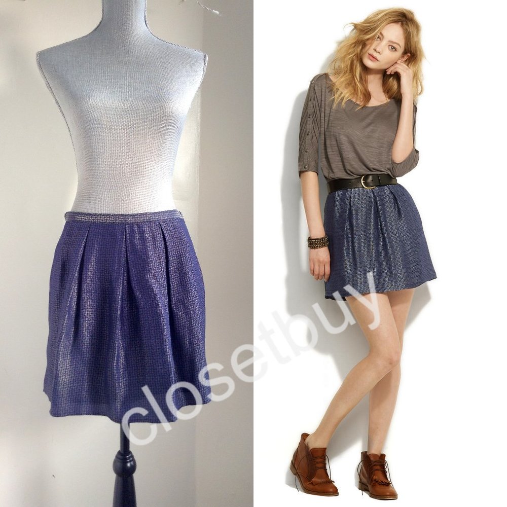 MADEWELL Eliot Shine-On Skirt Silk A-Line Pleated